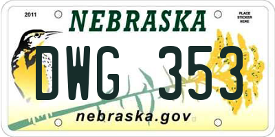 NE license plate DWG353