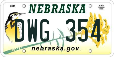 NE license plate DWG354