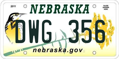 NE license plate DWG356