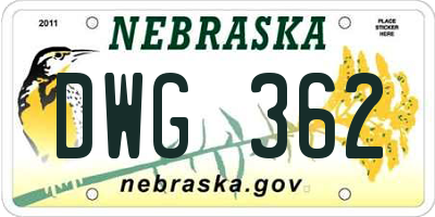 NE license plate DWG362