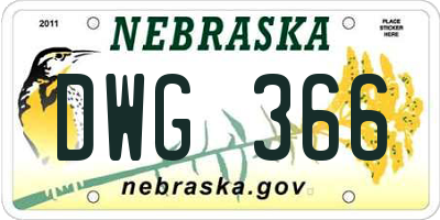 NE license plate DWG366