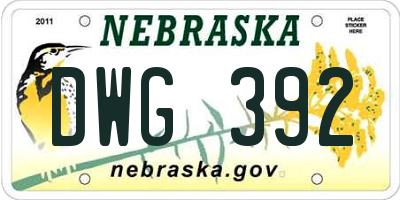 NE license plate DWG392