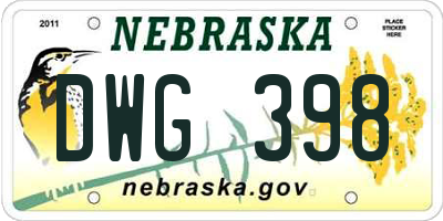 NE license plate DWG398