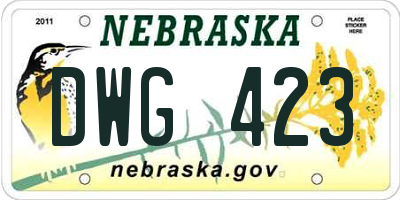 NE license plate DWG423