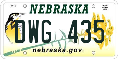 NE license plate DWG435