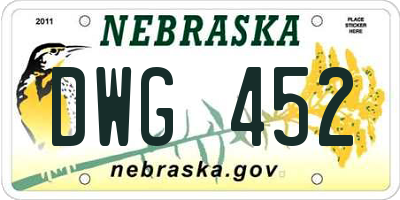 NE license plate DWG452