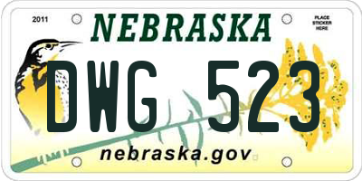 NE license plate DWG523