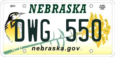 NE license plate DWG550