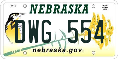 NE license plate DWG554