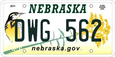NE license plate DWG562