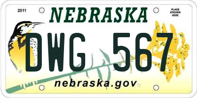 NE license plate DWG567