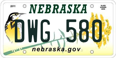 NE license plate DWG580