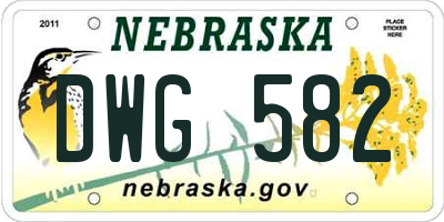 NE license plate DWG582