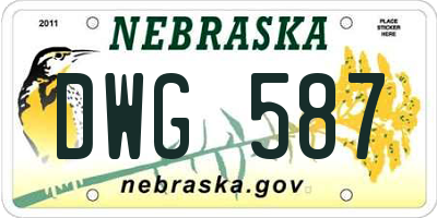 NE license plate DWG587