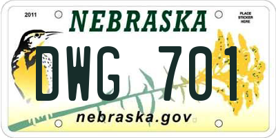 NE license plate DWG701