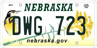 NE license plate DWG723