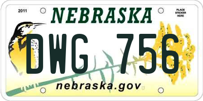 NE license plate DWG756