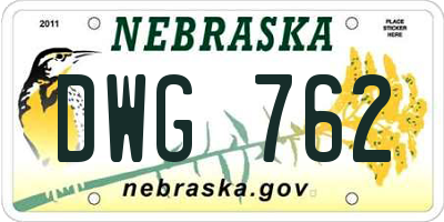 NE license plate DWG762