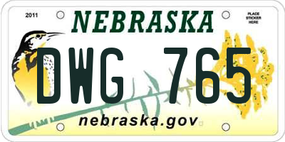 NE license plate DWG765