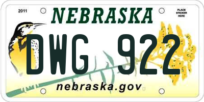 NE license plate DWG922