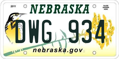 NE license plate DWG934
