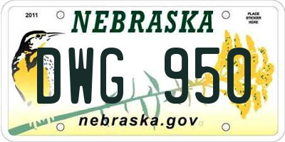 NE license plate DWG950