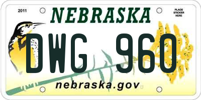 NE license plate DWG960