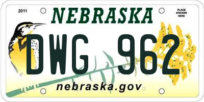 NE license plate DWG962