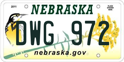 NE license plate DWG972