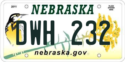 NE license plate DWH232