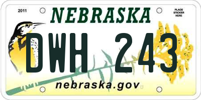 NE license plate DWH243