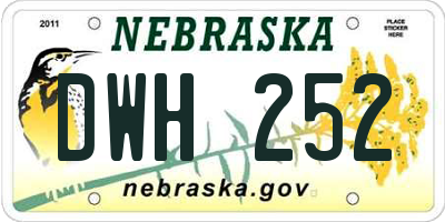 NE license plate DWH252