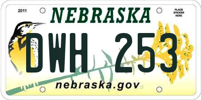 NE license plate DWH253