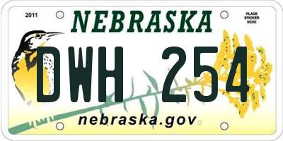 NE license plate DWH254