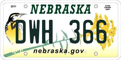 NE license plate DWH366
