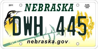 NE license plate DWH445