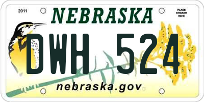 NE license plate DWH524