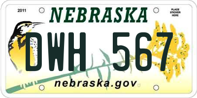 NE license plate DWH567