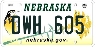 NE license plate DWH605