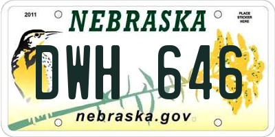 NE license plate DWH646
