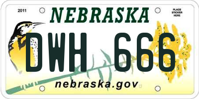 NE license plate DWH666