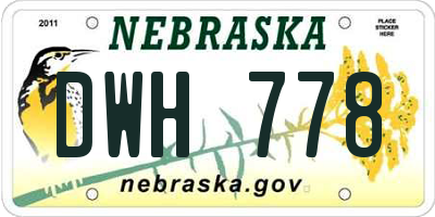 NE license plate DWH778