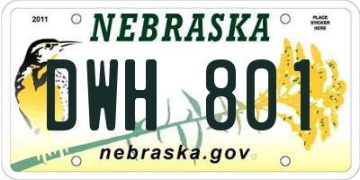 NE license plate DWH801