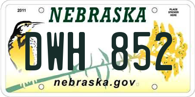 NE license plate DWH852