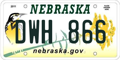 NE license plate DWH866