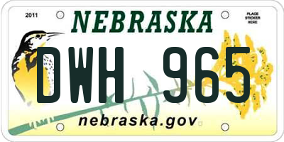 NE license plate DWH965
