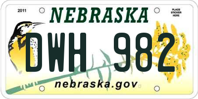 NE license plate DWH982