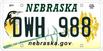 NE license plate DWH988