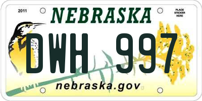 NE license plate DWH997