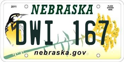 NE license plate DWI167